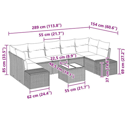 Garten-Sofa-Set 8 pcs Beige Poly Rattan