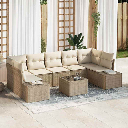 Sofa Set mit Kissen 8 pcs Beige Poly Rattan