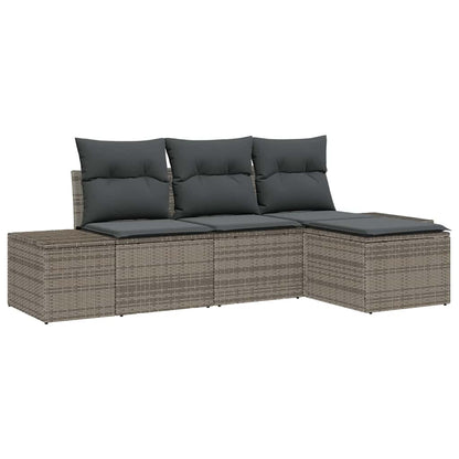 Garten-Sofa-Set 4 pcs Grau Poly Rattan