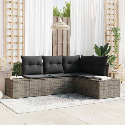Garten-Sofa-Set 4 pcs Grau Poly Rattan