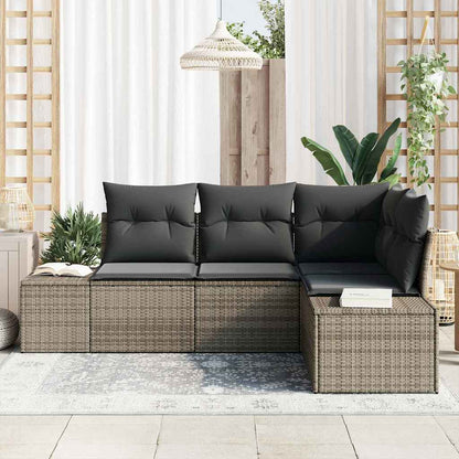 Garten-Sofa-Set 4 pcs Grau Poly Rattan