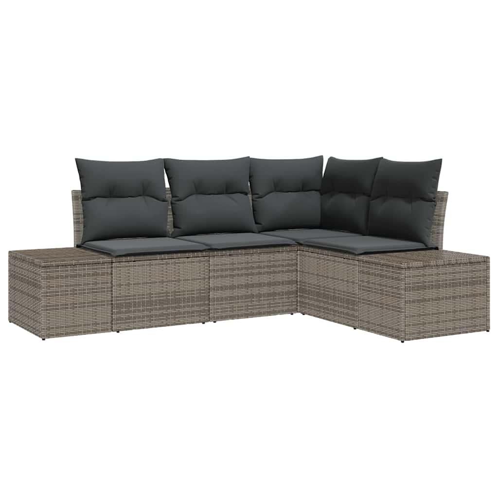 Garten-Sofa-Set 4 pcs Grau Poly Rattan