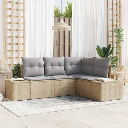 Garten-Sofa-Set 4 pcs Beige Poly Rattan