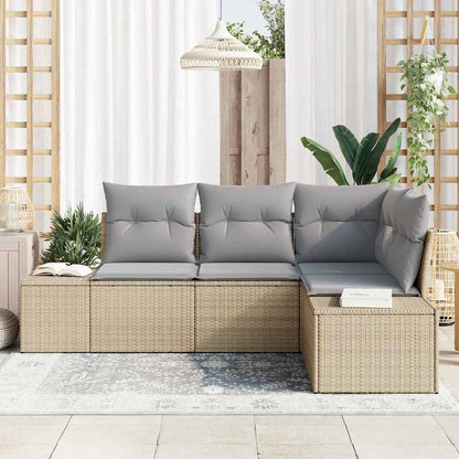 Garten-Sofa-Set 4 pcs Beige Poly Rattan