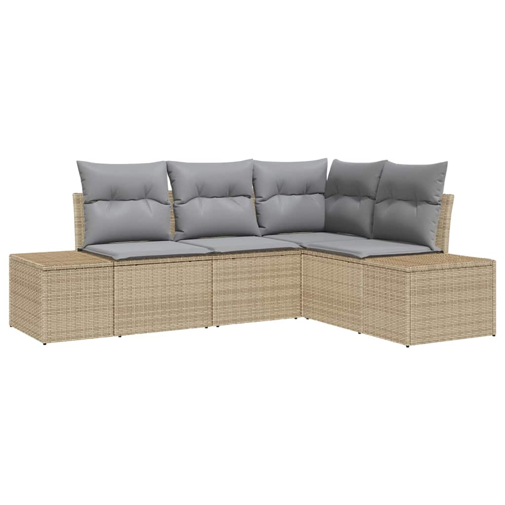 Garten-Sofa-Set 4 pcs Beige Poly Rattan