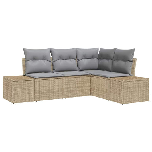 Garten-Sofa-Set 4 pcs Beige Poly Rattan