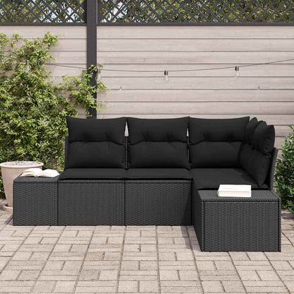Garten-Sofa-Set 4 pcs Schwarz Poly Rattan