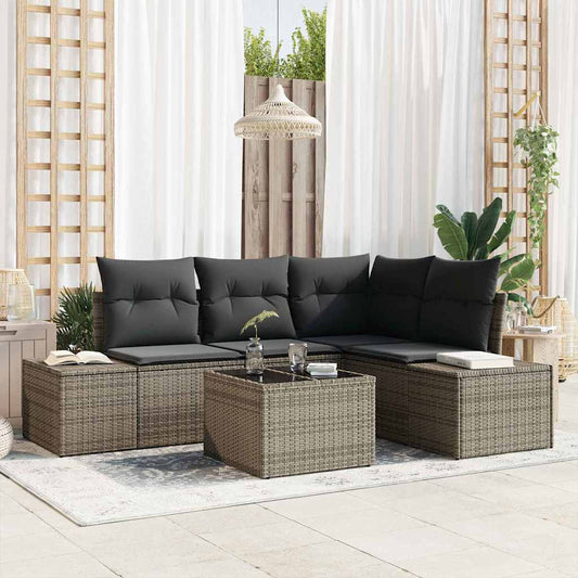 Garten-Sofa-Set 5 pcs Grau Poly Rattan
