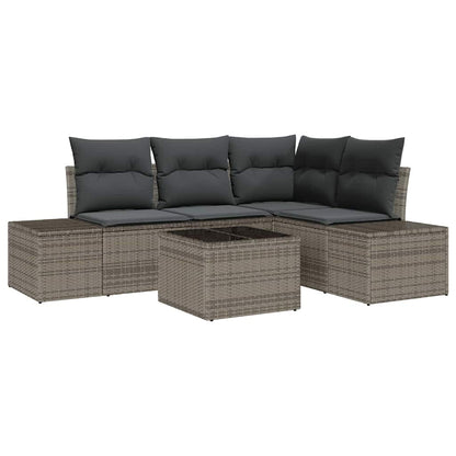 Garten-Sofa-Set 5 pcs Grau Poly Rattan