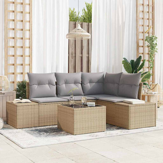 Garten-Sofa-Set 5 pcs Beige Poly Rattan