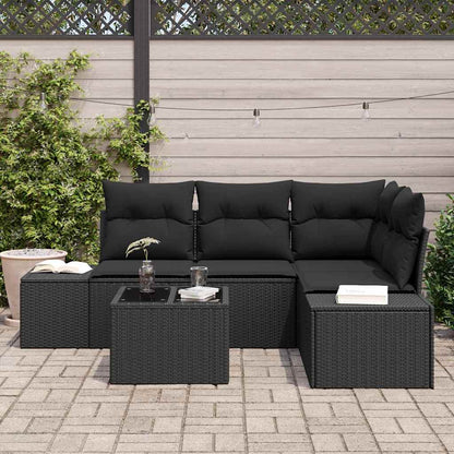Garten-Sofa-Set 5 pcs Schwarz Poly Rattan