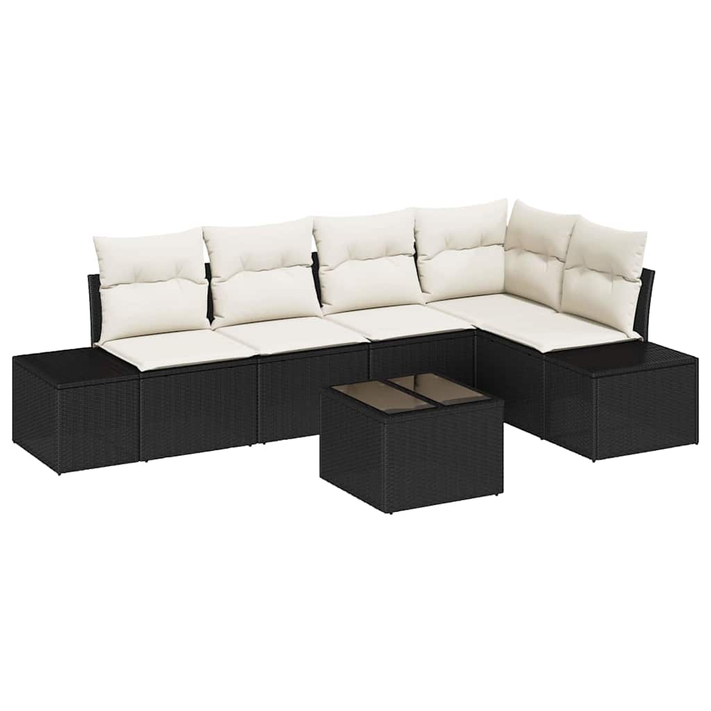Gartensofa-set 6 pcs Schwarz Poly-Rattan