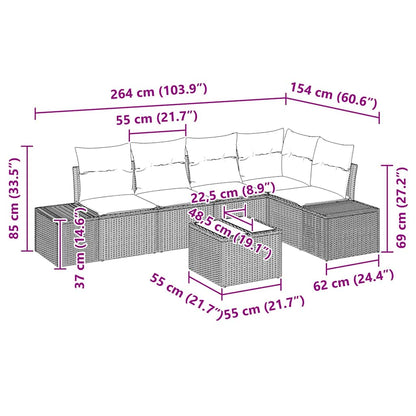 Garten-Sofa-Set 6 pcs Hellgrau Poly Rattan
