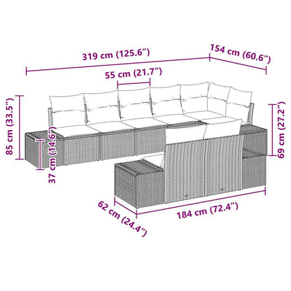 Gartensofa-set mit Kissen 8 pcs Schwarz und Creme Poly-Rattan