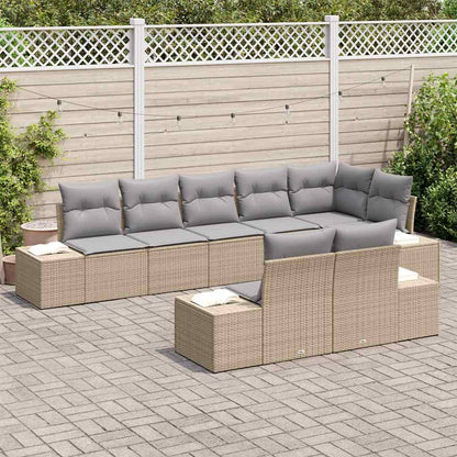 Garten-Sofa-Set mit Kissen 8 pcs Beige, grau Poly Rattan