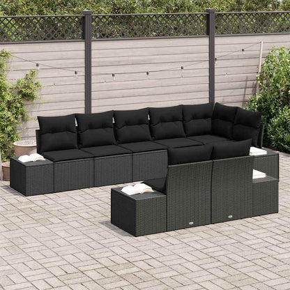 Garten-Sofa-Set mit Kissen 8 pcs Schwarz Poly Rattan