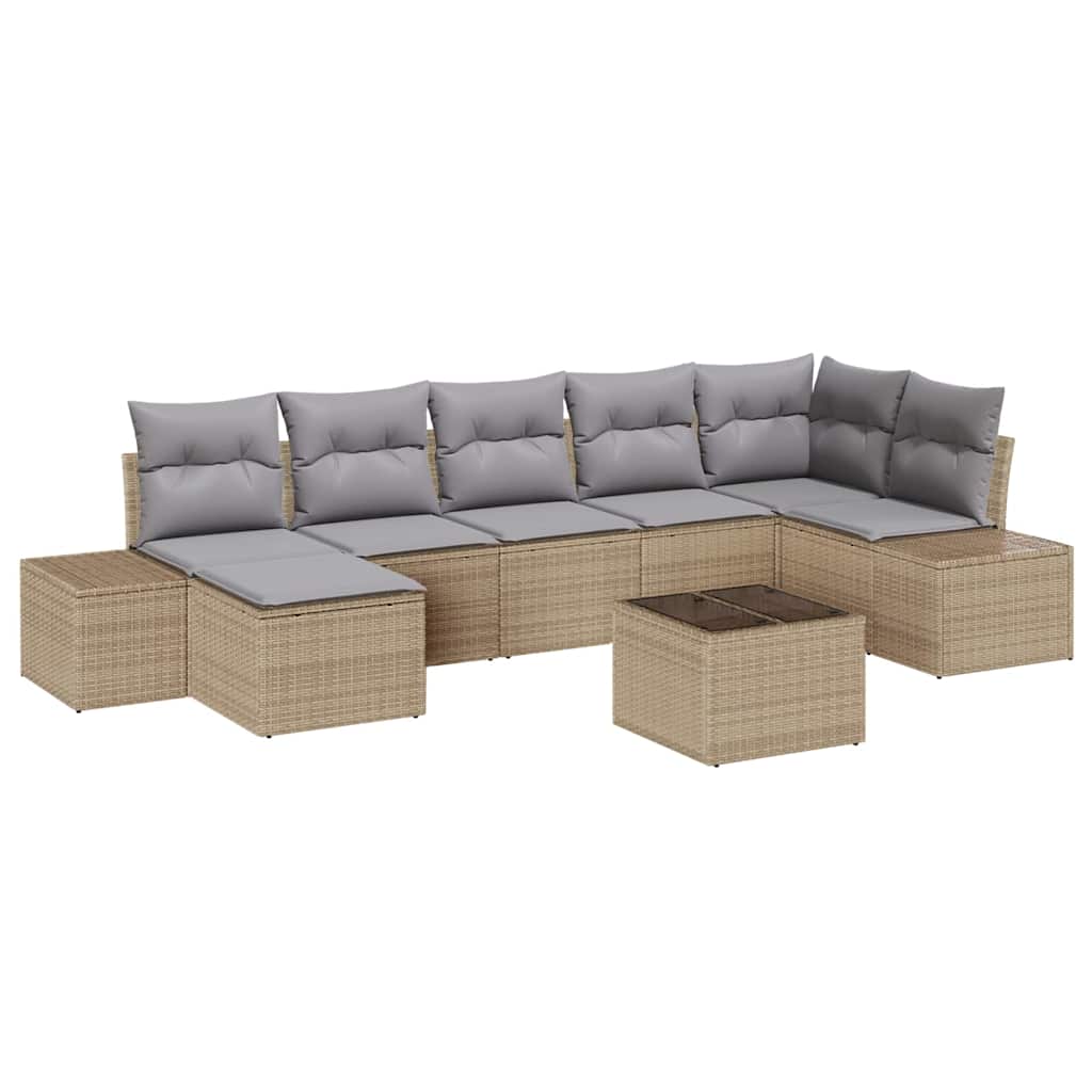 Garten-Sofa-Set mit Kissen 8 pcs Beige Poly Rattan