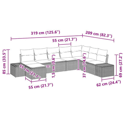 Garten-Sofa-Set mit Kissen 8 pcs Poly-Rattan