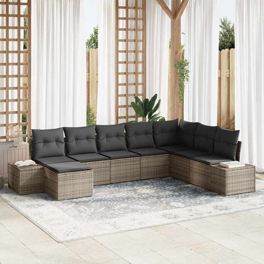 Garten-Sofa-Set mit Kissen 8 pcs 319 x 209 x 85 cm Poly Rattan