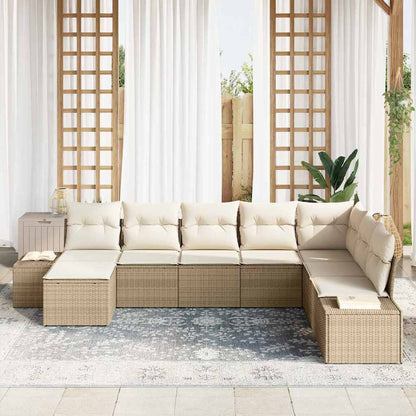 Garten-Sofa-Set mit Kissen 8 pcs Beige Poly-Rattan