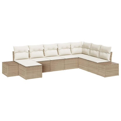 Garten-Sofa-Set mit Kissen 8 pcs Beige Poly-Rattan