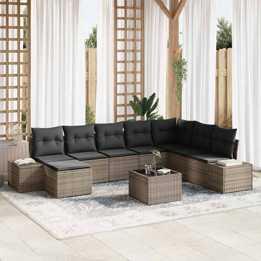 Garten-Sofa-Set mit Kissen 9 pcs 319 x 209 x 85 cm Poly Rattan