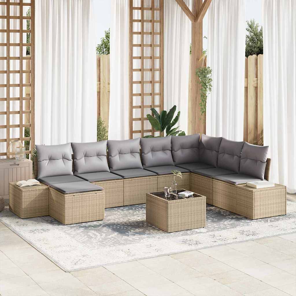 Garten-Sofa-Set mit Kissen 9 pcs 319 x 209 x 85 cm Poly Rattan