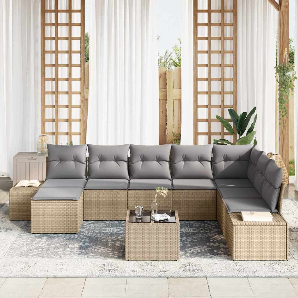 Garten-Sofa-Set mit Kissen 9 pcs 319 x 209 x 85 cm Poly Rattan