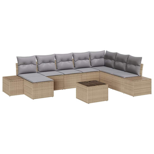 Garten-Sofa-Set mit Kissen 9 pcs 319 x 209 x 85 cm Poly Rattan