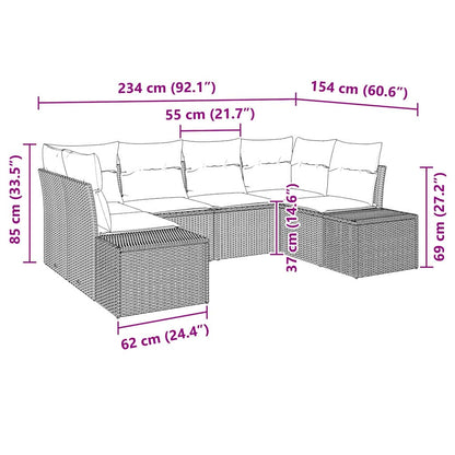 Gartensofa-set mit Kissen 6 pcs Schwarz Poly-Rattan