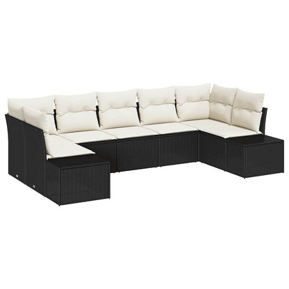 Gartensofa-set mit Kissen 7 pcs Schwarz Poly-Rattan
