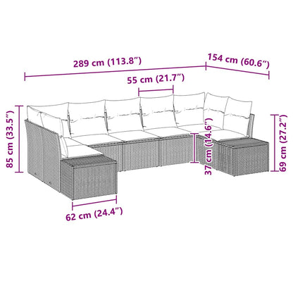 Garten-Sofa-Set mit Kissen 7 pcs Hellgrau Poly Rattan
