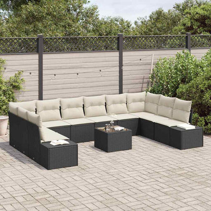 Gartensofa-set mit Kissen 11 pcs Schwarz Poly-Rattan