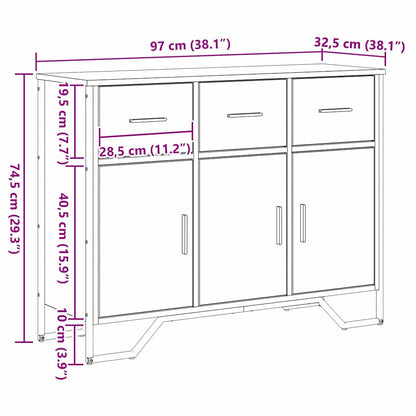Sideboard Altholz 97 x 32,5 x 74,5 cm Holzwerkstoff