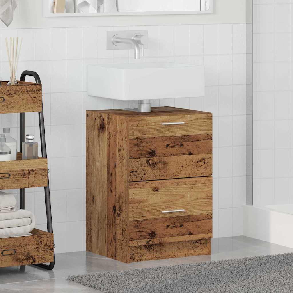 Badezimmerschrank mit Tür Altholz 40 x 37 x 59 cm Holzwerkstoff