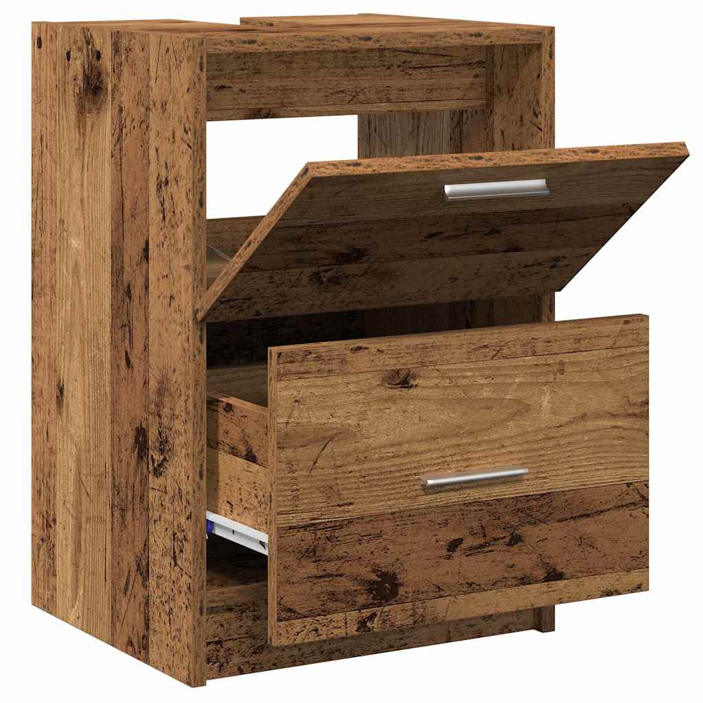 Badezimmerschrank mit Tür Altholz 40 x 37 x 59 cm Holzwerkstoff
