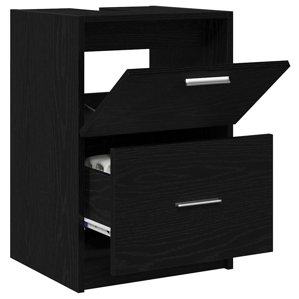 Badezimmerschrank mit Tür Schwarz Eichen-Optik 40 x 37 x 59 cm