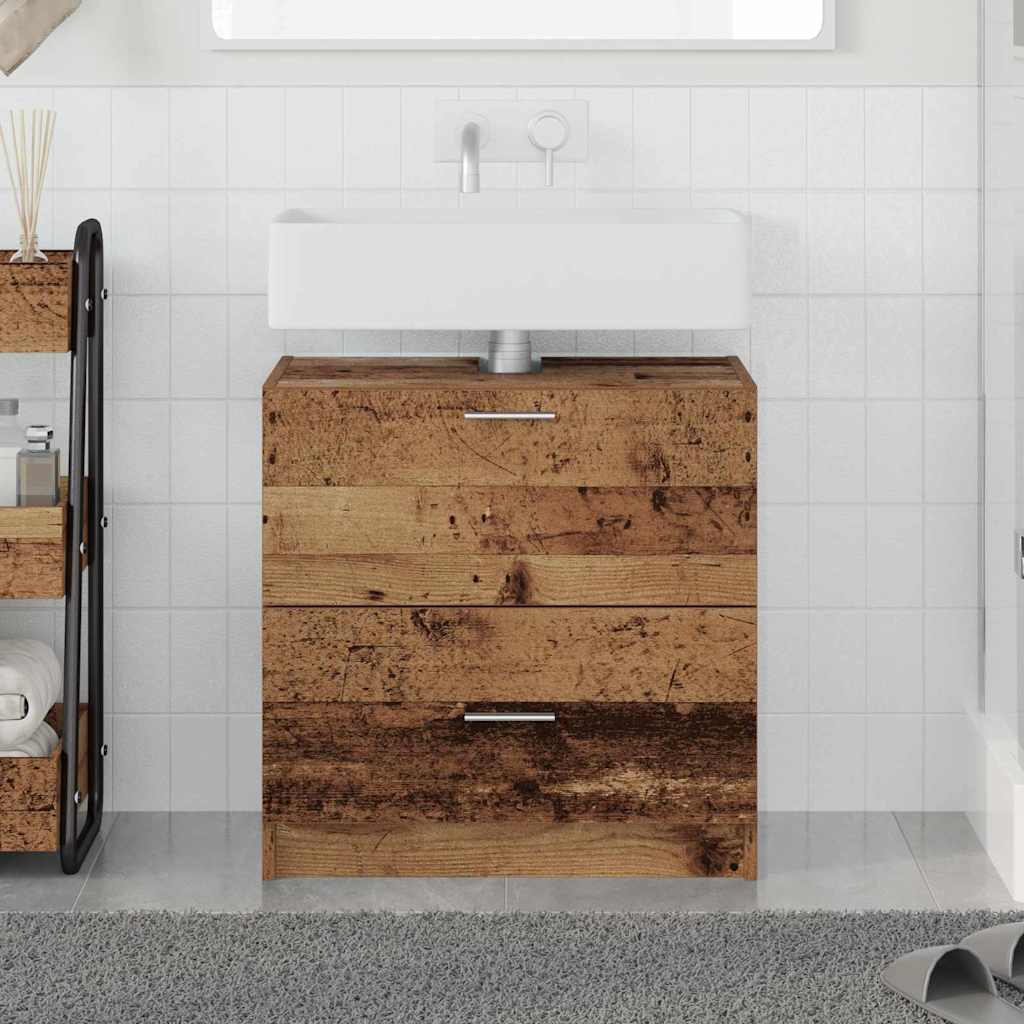 Badezimmerschrank mit Tür Altholz 59 x 37 x 59 cm Holzwerkstoff