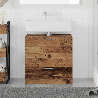 Badezimmerschrank mit Tür Altholz 59 x 37 x 59 cm Holzwerkstoff