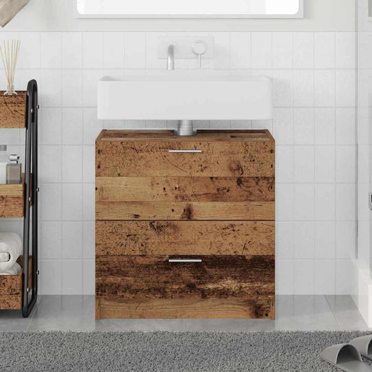Badezimmerschrank mit Tür Altholz 59 x 37 x 59 cm Holzwerkstoff