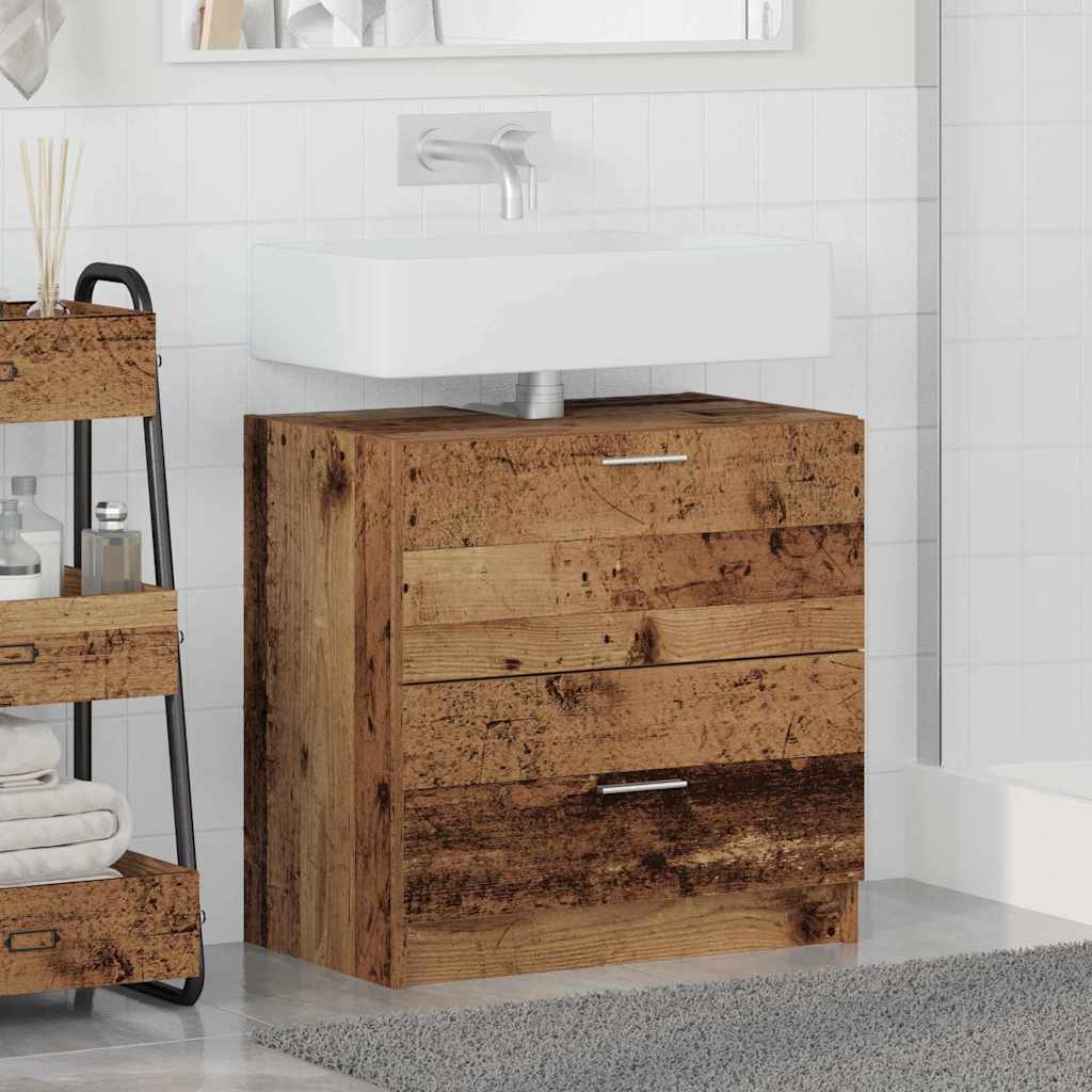 Badezimmerschrank mit Tür Altholz 59 x 37 x 59 cm Holzwerkstoff