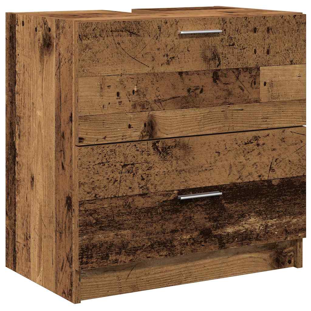 Badezimmerschrank mit Tür Altholz 59 x 37 x 59 cm Holzwerkstoff