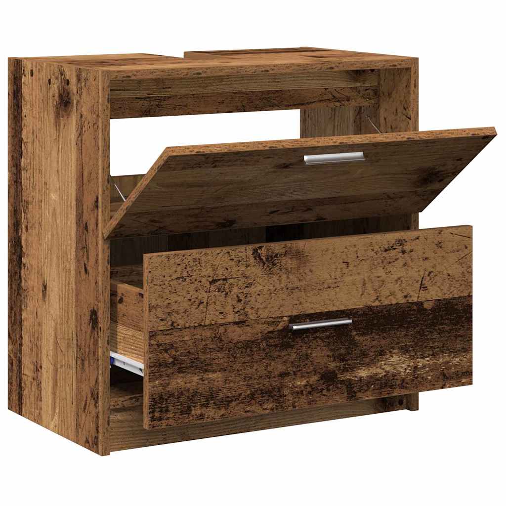 Badezimmerschrank mit Tür Altholz 59 x 37 x 59 cm Holzwerkstoff