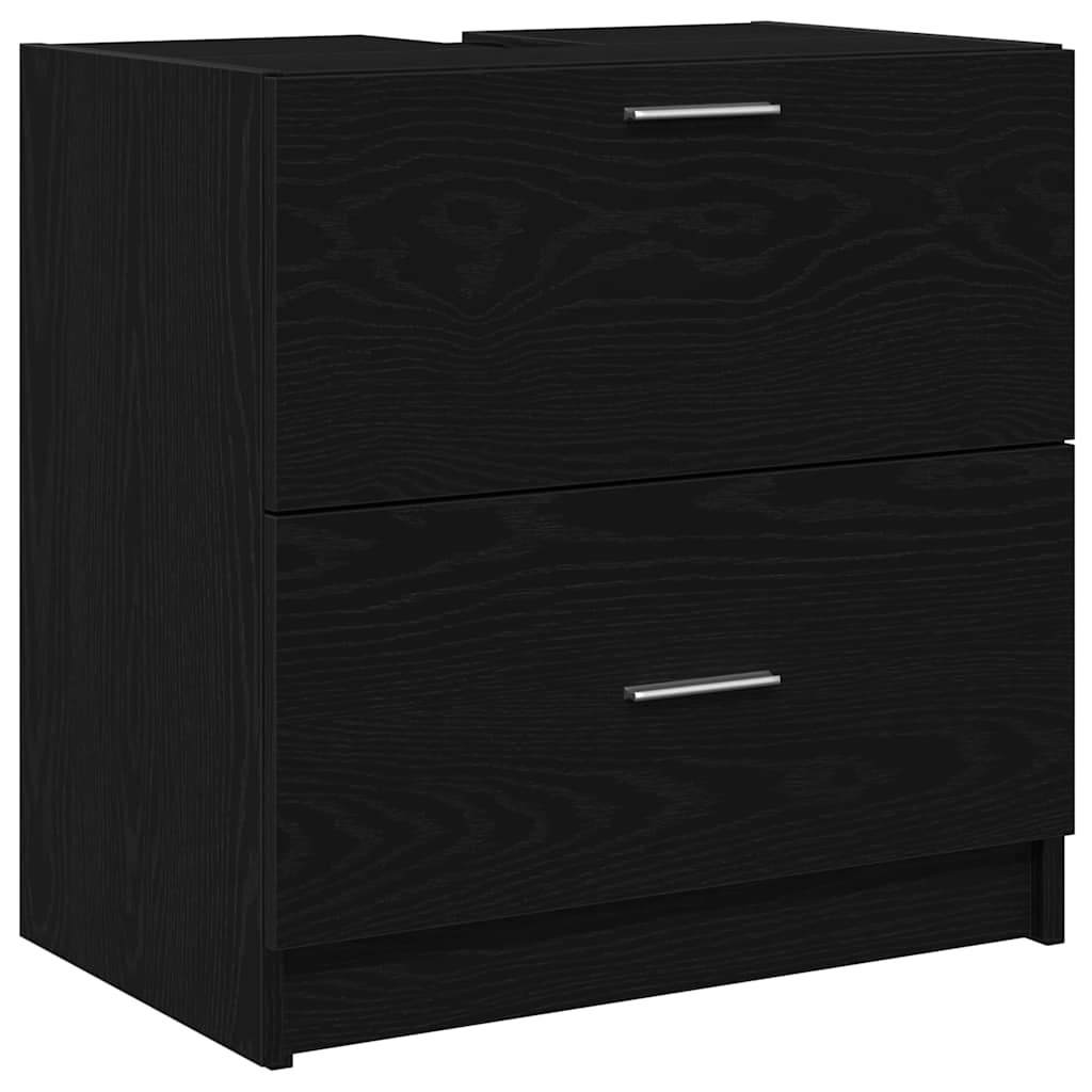 Badezimmerschrank mit Tür Schwarz Eichen-Optik 59 x 37 x 59 cm