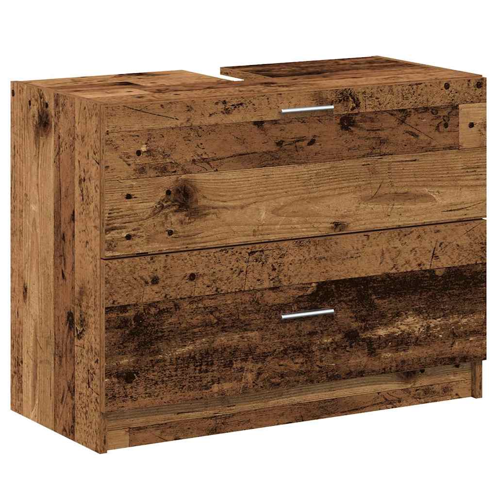 Badezimmerschrank mit Tür Altholz 78 x 37 x 59 cm Holzwerkstoff