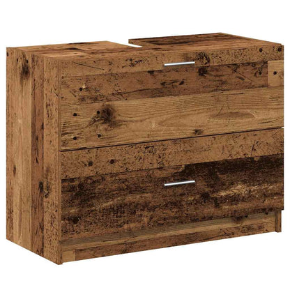 Badezimmerschrank mit Tür Altholz 78 x 37 x 59 cm Holzwerkstoff