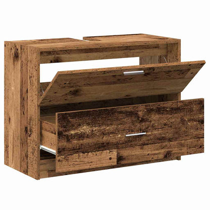 Badezimmerschrank mit Tür Altholz 78 x 37 x 59 cm Holzwerkstoff