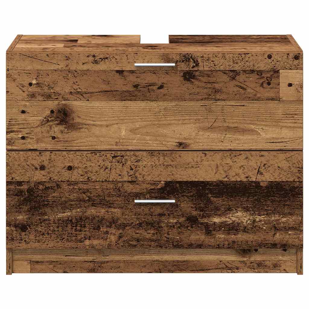 Badezimmerschrank mit Tür Altholz 78 x 37 x 59 cm Holzwerkstoff