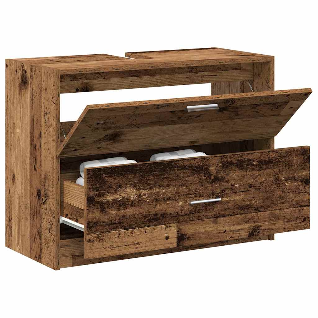 Badezimmerschrank mit Tür Altholz 78 x 37 x 59 cm Holzwerkstoff