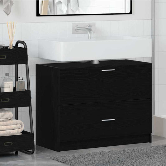 Badezimmerschrank mit Tür Schwarz Eichen-Optik 78 x 37 x 59 cm
